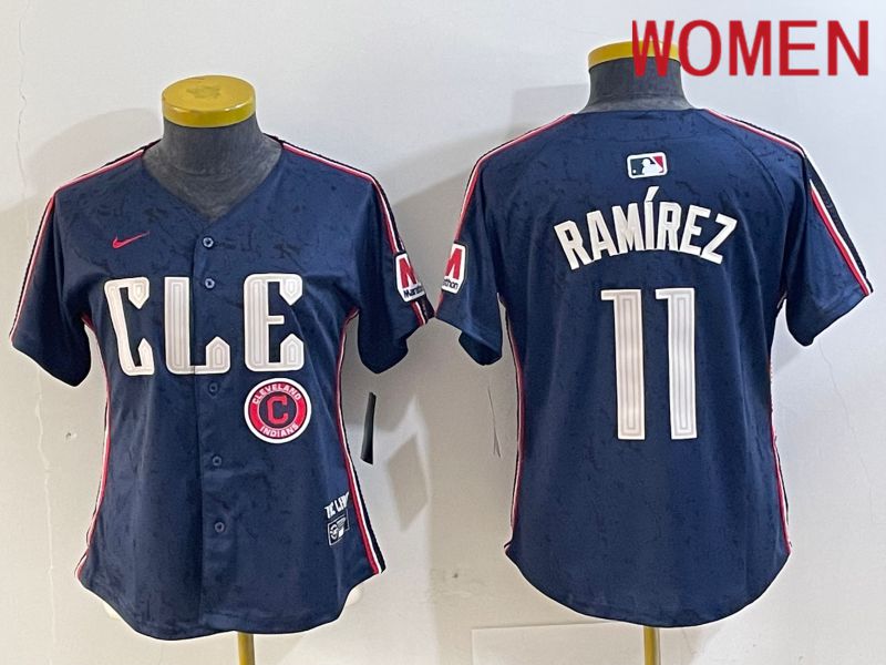 Women Cleveland Indians 11 Ramirez Blue City Edition Nike 2024 MLB Jersey style 5